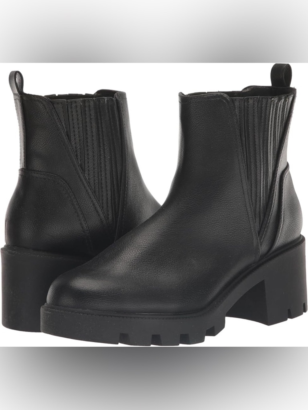 Dolce Vita Noel Black Chunky Lug Chelsea Ankle Boots Size 8